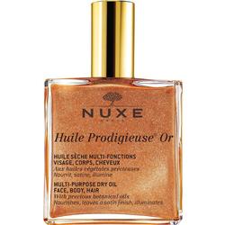 Goldenes Ölfläschchen mit der Aufschrift "Nuxe Huile Prodigieuse Or".