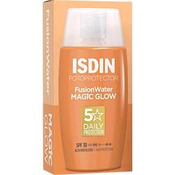 Braune Flasche mit Sonnenschutz-Creme ISDIN FusionWater.